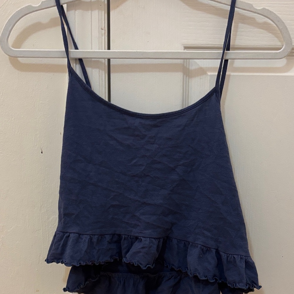American Eagle Outfitters Dark Blue Ruffle Camisole